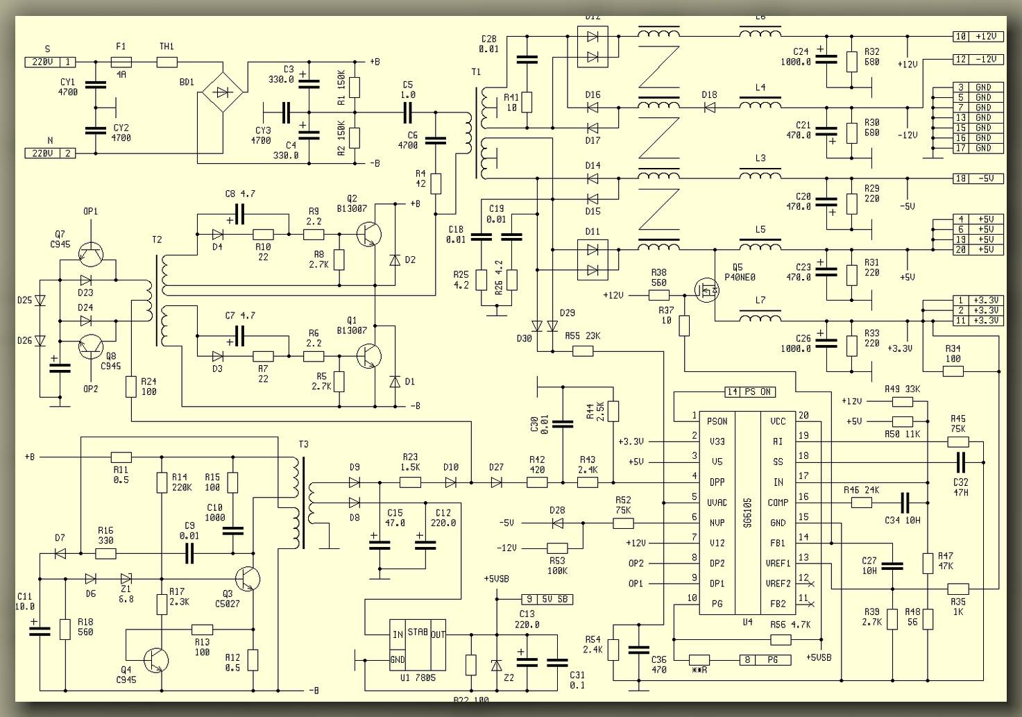 Circuit ontwerp computer voedingen